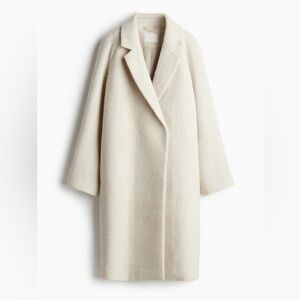 H&M Ivory wool faux fur coat